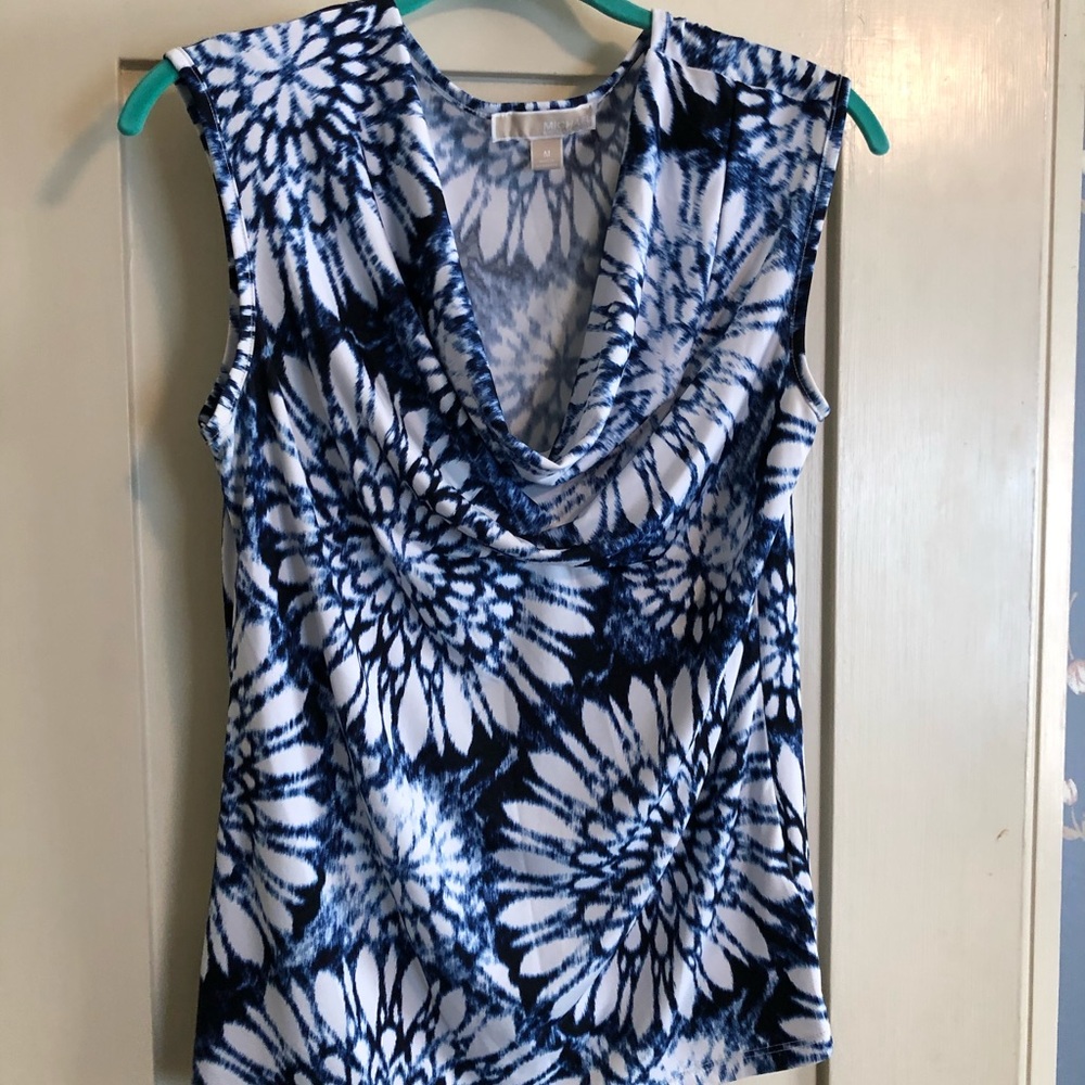 Michael Kors blue and white printed tank
